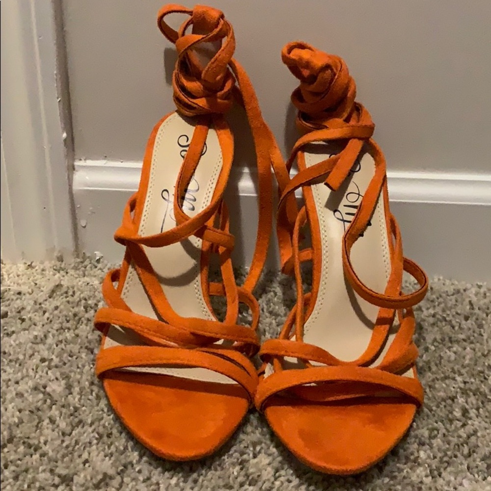 Orange wrap around heels